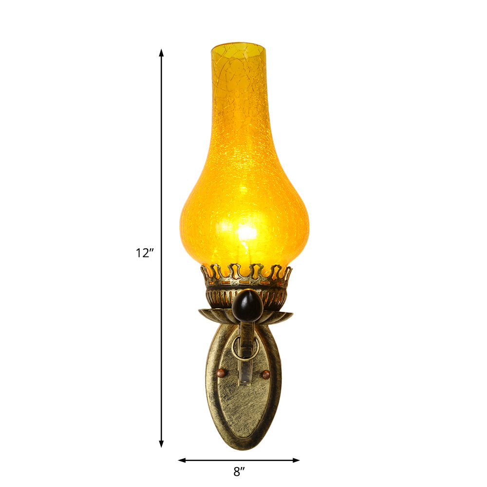 Coastal Candle Wall Sconce Light - Yellow Crackle Glass Bronze Finish