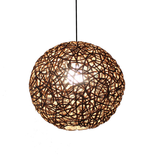 Modern Rattan Floral Pendulum Light - 1 Head 12-19.5 Wide Perfect For Dining Room