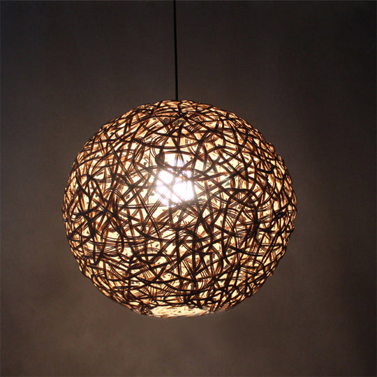 Modern Rattan Floral Pendulum Light - 1 Head 12-19.5 Wide Perfect For Dining Room