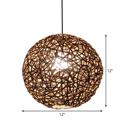 Modern Rattan Floral Pendulum Light - 1 Head 12-19.5 Wide Perfect For Dining Room