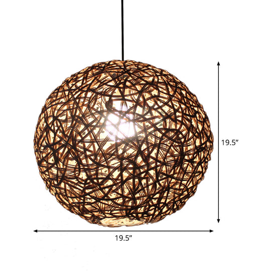 Modern Rattan Floral Pendulum Light - 1 Head 12-19.5 Wide Perfect For Dining Room