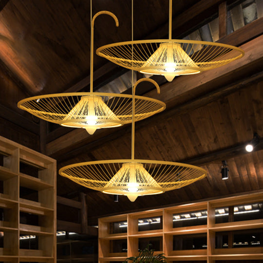 Bamboo Pendant Light - Asian Style Single Bulb Suspension Lamp For Restaurants