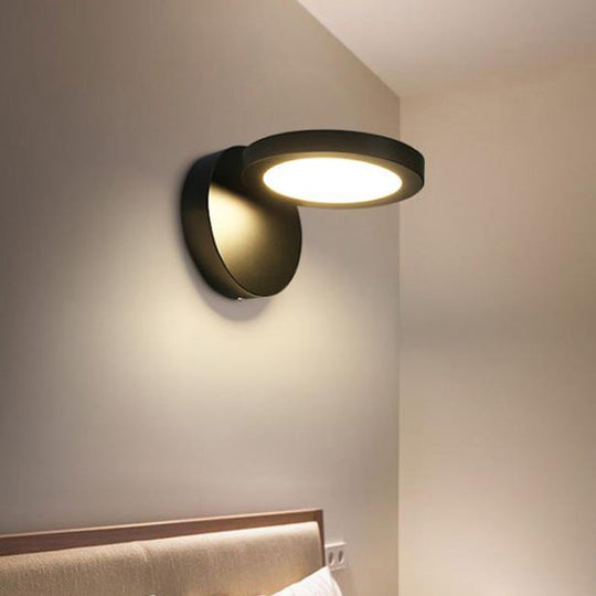 Acrylic Rotating Lens Wall Light: Simplicity In White/Black With Warm/White Led Glow