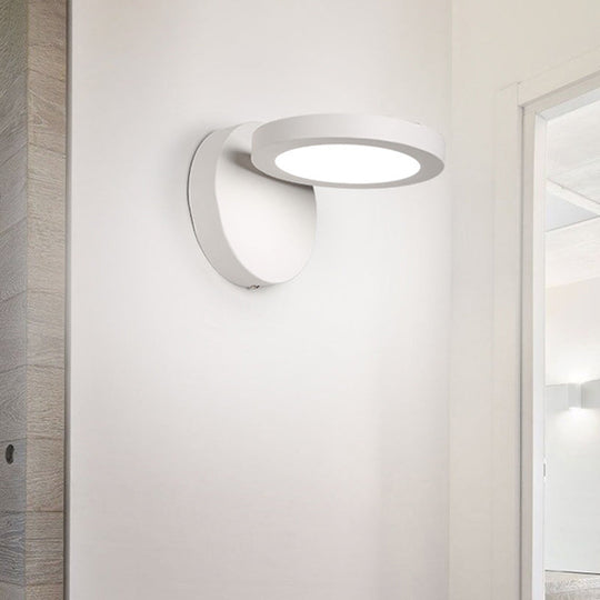 Acrylic Rotating Lens Wall Light: Simplicity In White/Black With Warm/White Led Glow White / Warm