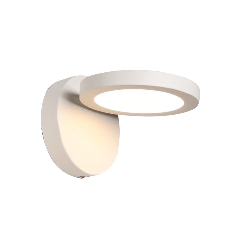 Acrylic Rotating Lens Wall Light: Simplicity In White/Black With Warm/White Led Glow