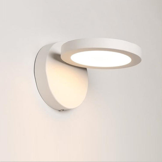 Acrylic Rotating Lens Wall Light: Simplicity In White/Black With Warm/White Led Glow