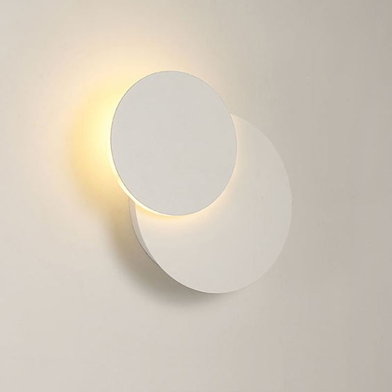 Nordic Flush Mount Led Wall Light In Black/White With Adjustable Disk And Warm/White