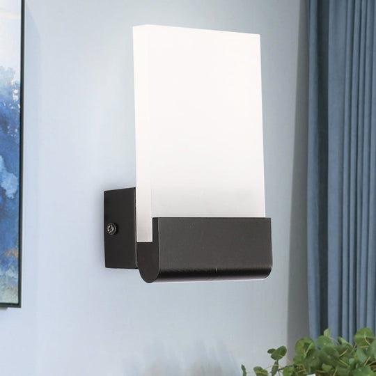 Minimalist Acrylic Rectangle Wall Mount Led Sconce Lamp - Bedside Light With Warm/White Glow