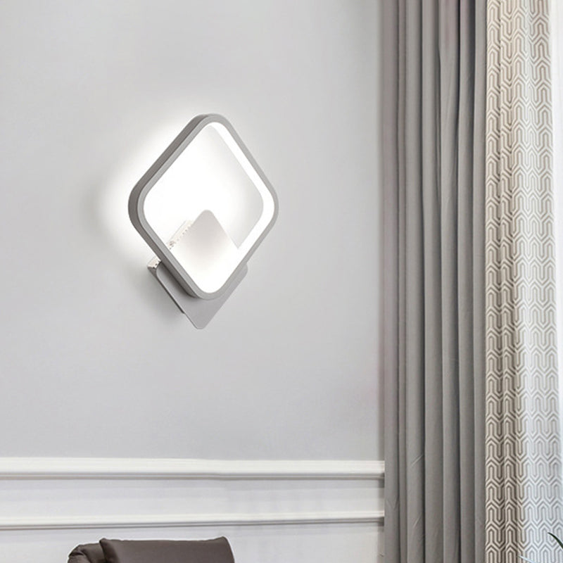 White Led Fillet Square Ring Acrylic Sconce Light - Wall Mounted Lamp In Warm/White 10/12 Wide