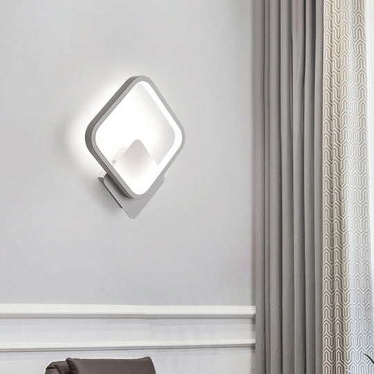 White Led Fillet Square Ring Acrylic Sconce Light - Wall Mounted Lamp In Warm/White 10/12 Wide