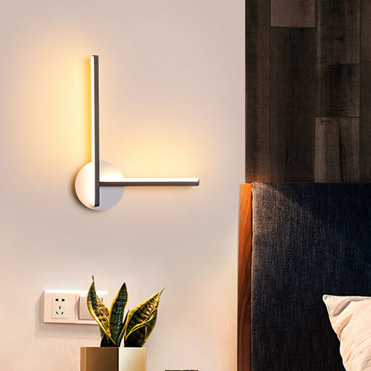 Minimalist Acrylic Cross Led Wall Sconce In Black/White For Bedside Lighting - Warm/White Ambiance