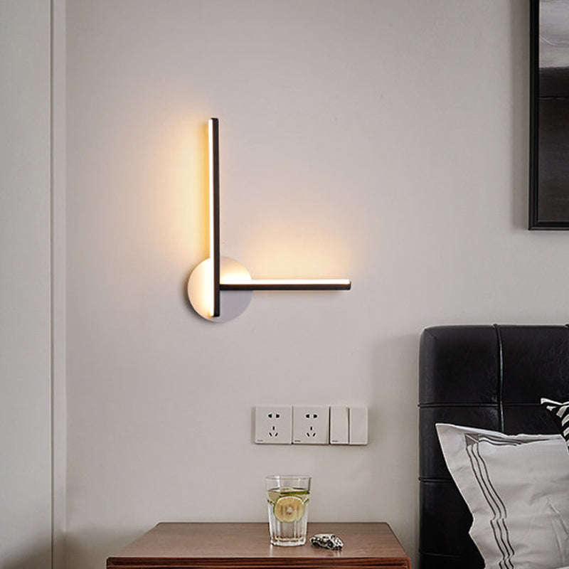 Minimalist Acrylic Cross Led Wall Sconce In Black/White For Bedside Lighting - Warm/White Ambiance