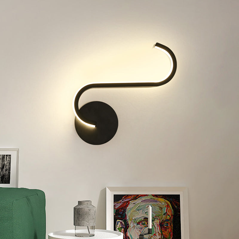 Black Aluminum Led Bedside Sconce With Warm/White Light