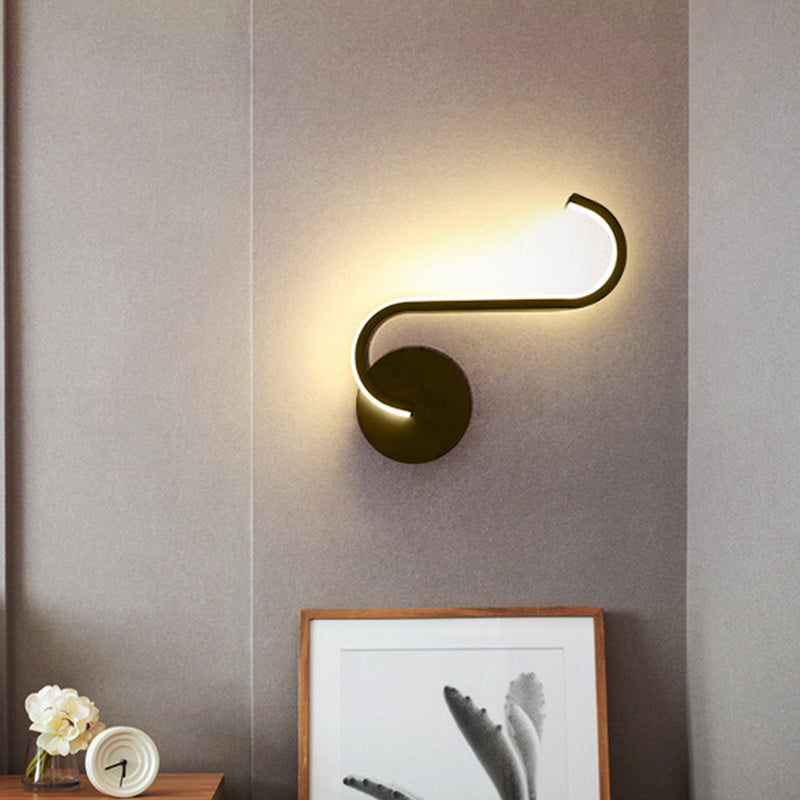 Black Aluminum Led Bedside Sconce With Warm/White Light