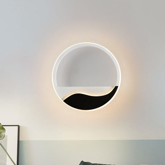 Minimalist Led Wall Light W/ Wave Patterned Acrylic Frame - Black/White Warm/White Black-White /