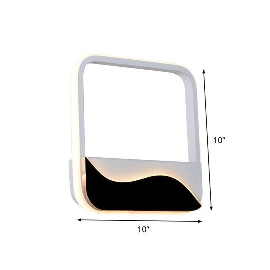 Minimalist Led Wall Light W/ Wave Patterned Acrylic Frame - Black/White Warm/White