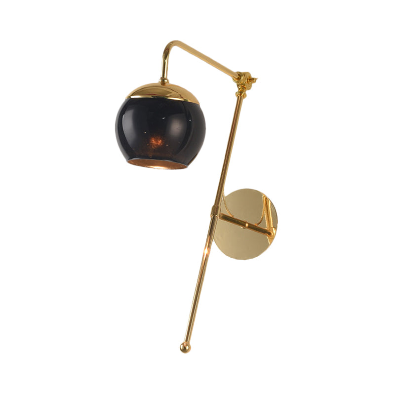 Postmodern Swing Arm Wall Sconce Light With Clear Glass Shade In Black/Gold