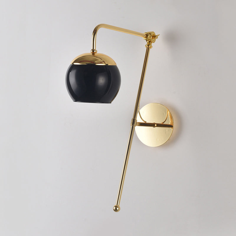 Postmodern Swing Arm Wall Sconce Light With Clear Glass Shade In Black/Gold