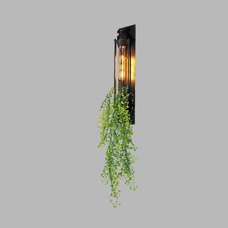 Farm Iron Tubular Cage Wall Light With 1-Head And Colorful Artificial Flower Accents