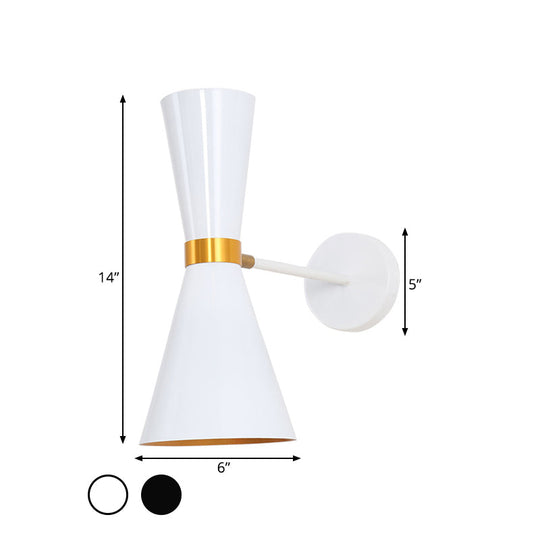 Modern Black And White Cocktail Shaker Sconce Lamp: Wall Mounted Metal Lighting With Rotatable Joint