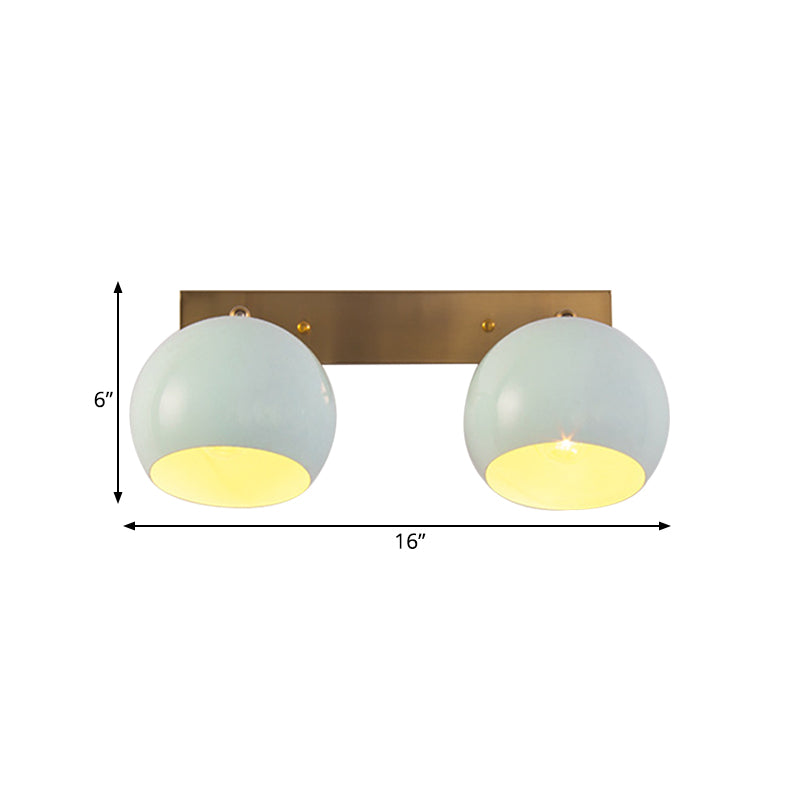 Adjustable Macaron Metal Blue Wall Light Fixture With Brass Backplate