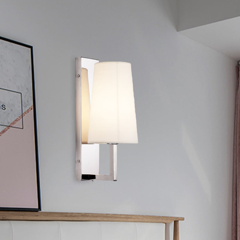 Modern Wall Sconce Light: Stainless Steel Rectangle With Handmade Cone Fabric Shade