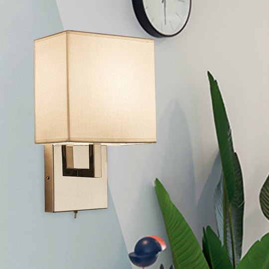 Modernist Square Sconce Light Fixture In White For Bedroom Wall Lighting