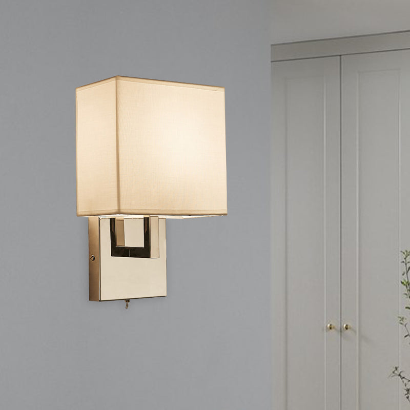 Modernist Square Sconce Light Fixture In White For Bedroom Wall Lighting