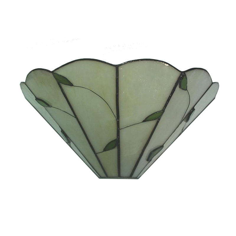 Tiffany Style Leaf Pattern Art Glass Wall Sconce - Beige Light For Dining Room