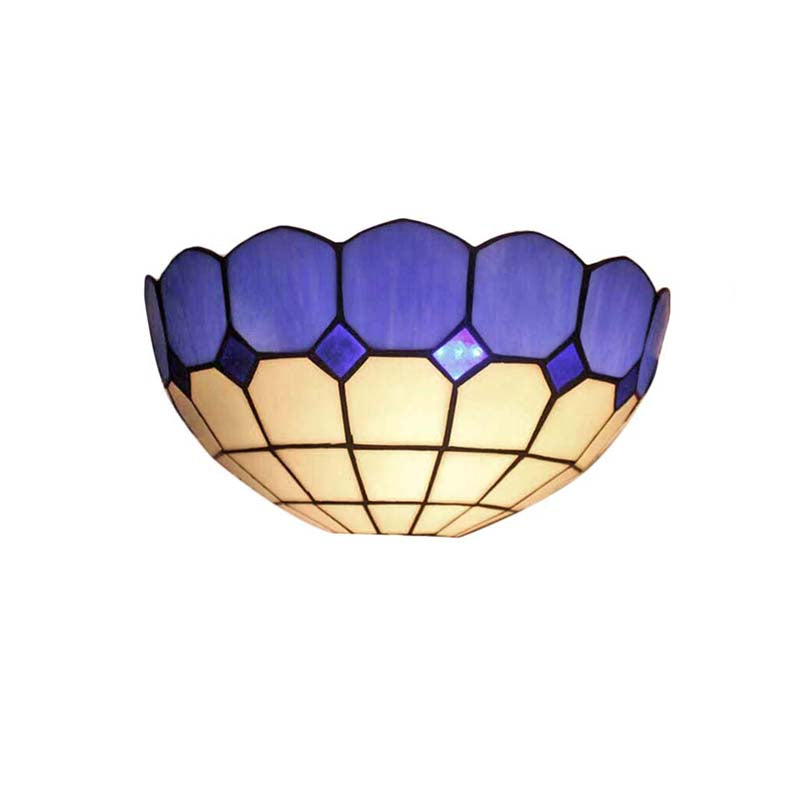 Tiffany Style 2-Light Art Glass Wall Sconce - Light Blue/Dark Blue Bedroom Lighting