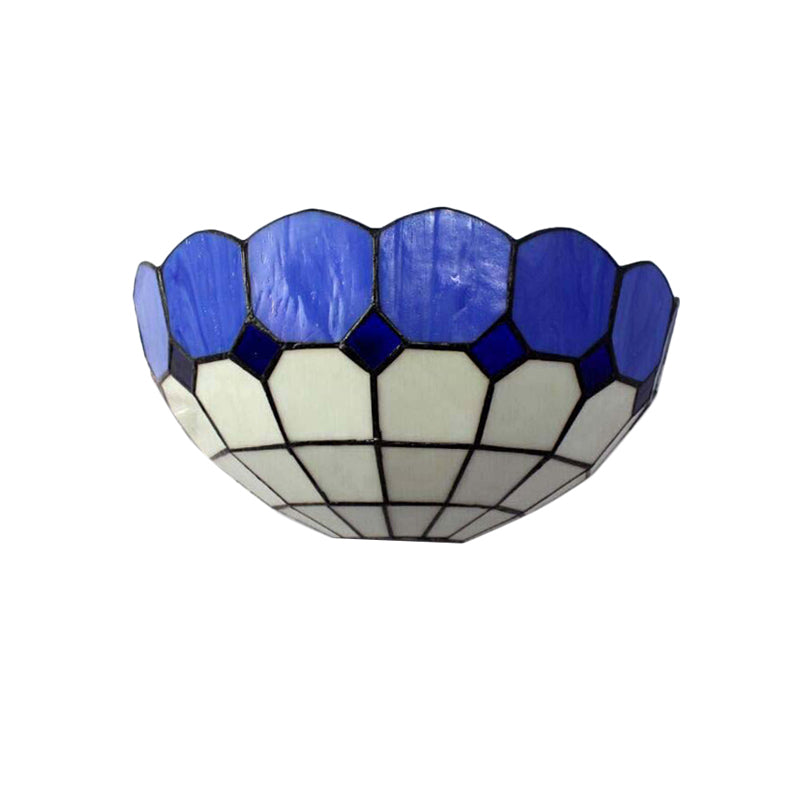 Tiffany Style 2-Light Art Glass Wall Sconce - Light Blue/Dark Blue Bedroom Lighting