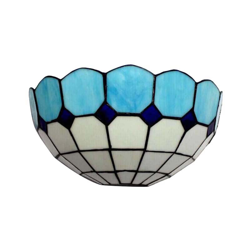 Tiffany Style 2-Light Art Glass Wall Sconce - Light Blue/Dark Blue Bedroom Lighting