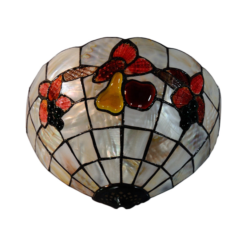 Petal Tiffany Antique Wall Sconce In Beige For Hotel Dining Rooms With Fruits Shell Design