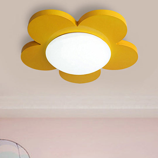 Kids Bedroom Macaron Flush Mount Ceiling Light with Floral Acrylic Shade