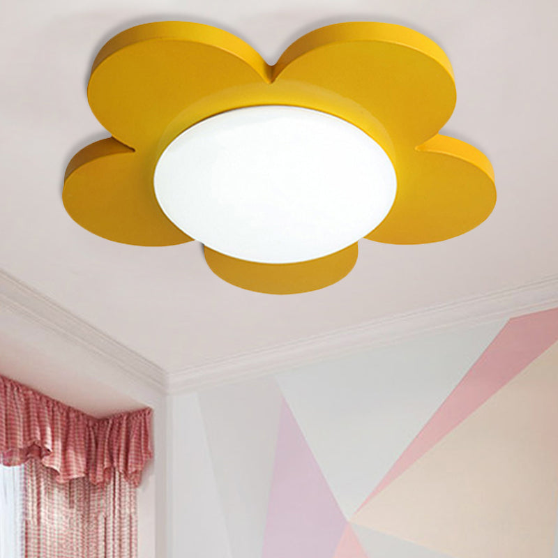 Kids Bedroom Macaron Flush Mount Ceiling Light with Floral Acrylic Shade