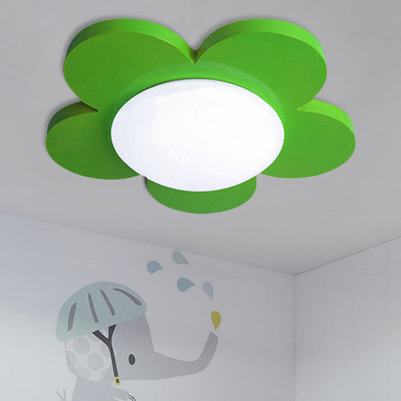 Kids Bedroom Macaron Flush Mount Ceiling Light with Floral Acrylic Shade