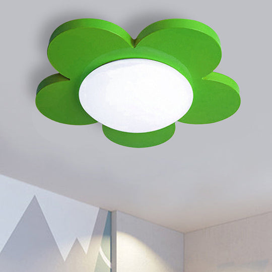 Kids Bedroom Macaron Flush Mount Ceiling Light with Floral Acrylic Shade