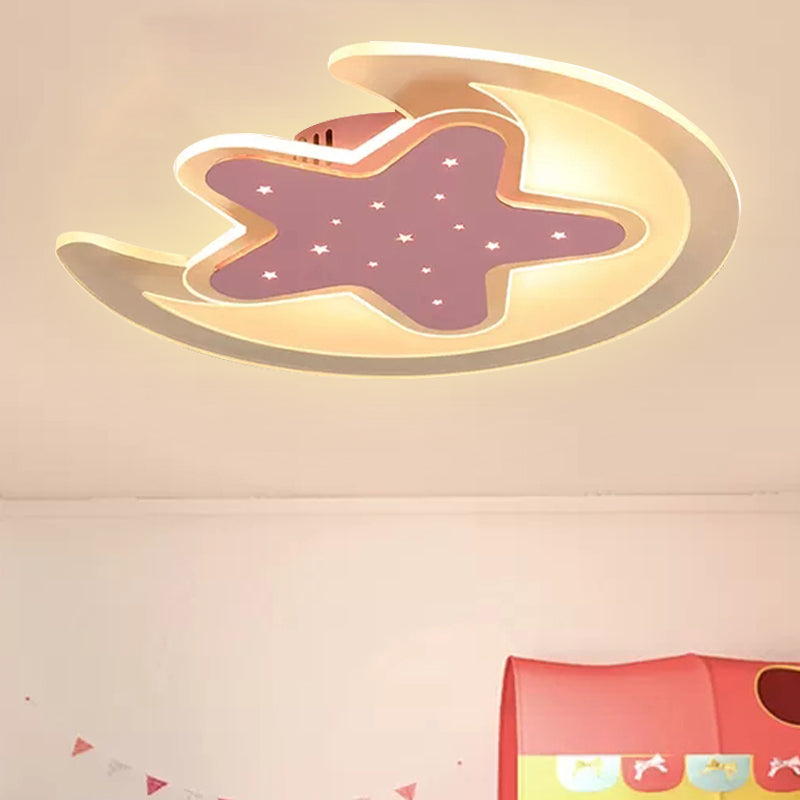 Contemporary Acrylic Pink Star Ceiling Mount Light - Perfect For Teens / 18 Warm