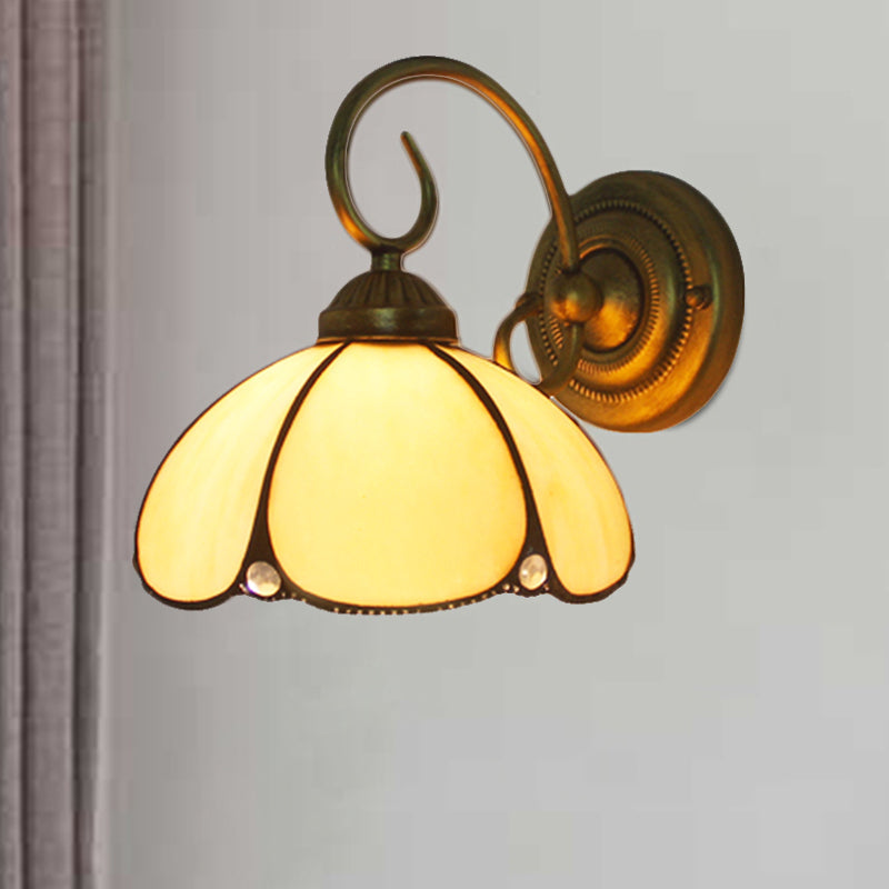 Art Glass Petal Wall Light - Tiffany Style Lamp In Beige For Kitchen