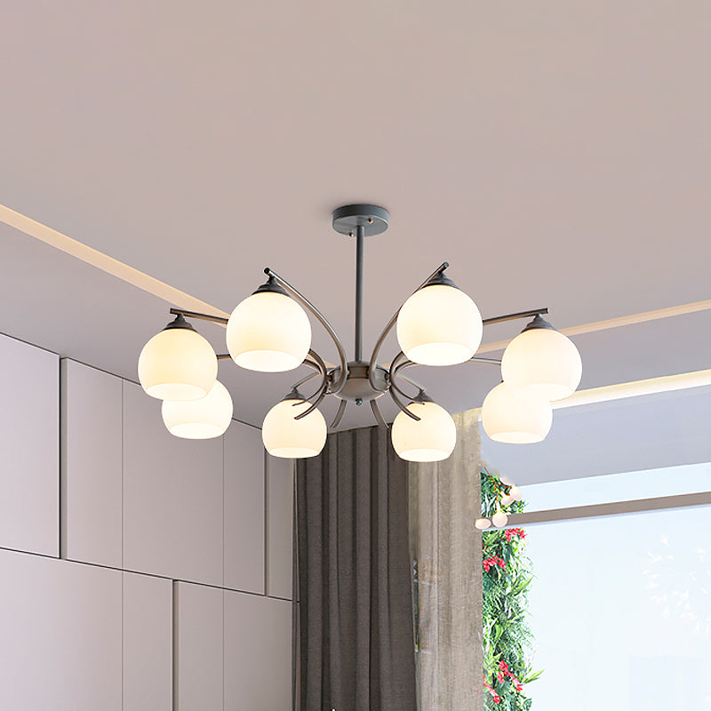 Stylish Opal Glass Living Room Chandelier - Sphere Shade 6/8 Lights Macaron-Inspired