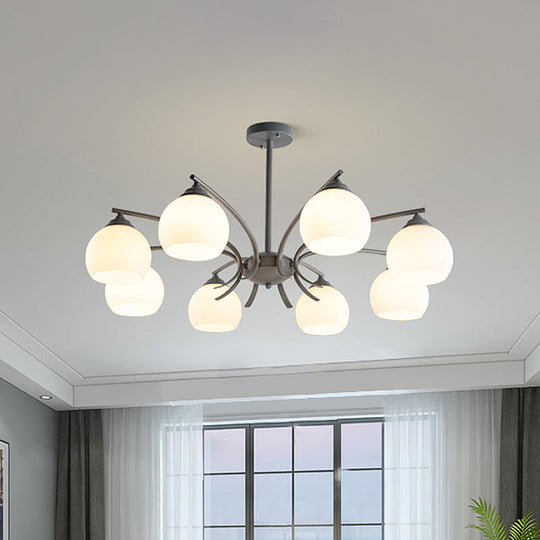 Stylish Opal Glass Living Room Chandelier - Sphere Shade 6/8 Lights Macaron-Inspired