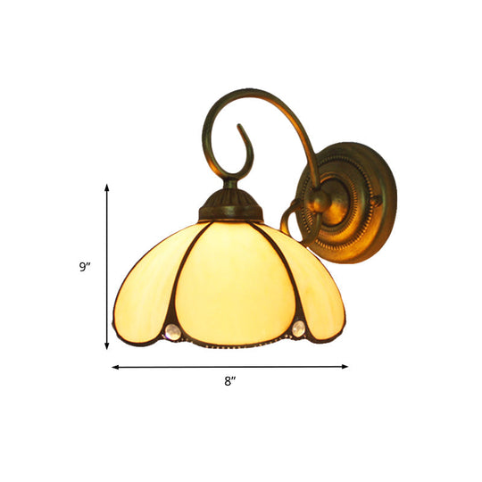 Art Glass Petal Wall Light - Tiffany Style Lamp In Beige For Kitchen