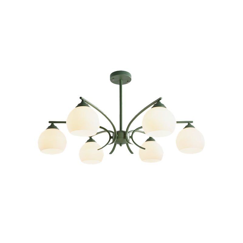 Grace - Opal Sphere Shade Living Room Chandelier Opal Glass 6/8 Lights Macaron Stylish Blue/Green/Grey/Yellow Hanging Lamp