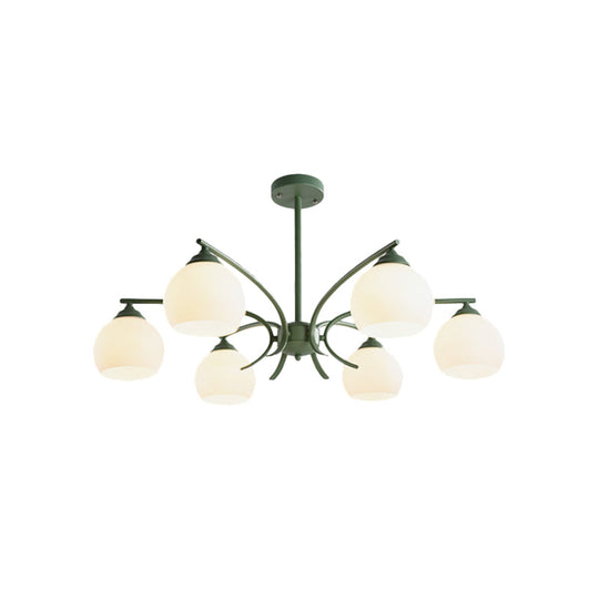 Grace - Opal Sphere Shade Living Room Chandelier Opal Glass 6/8 Lights Macaron Stylish Blue/Green/Grey/Yellow Hanging Lamp