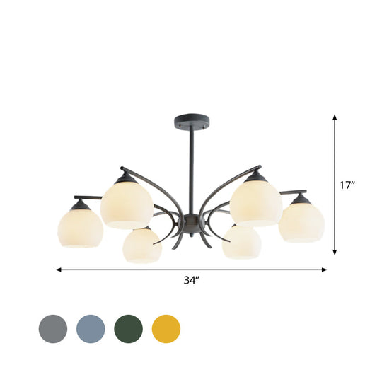 Grace - Opal Sphere Shade Living Room Chandelier Opal Glass 6/8 Lights Macaron Stylish Blue/Green/Grey/Yellow Hanging Lamp