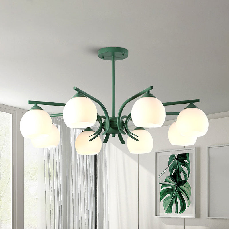 Grace - Opal Sphere Shade Living Room Chandelier Opal Glass 6/8 Lights Macaron Stylish Blue/Green/Grey/Yellow Hanging Lamp