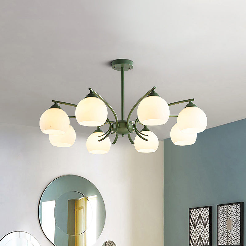 Grace - Opal Sphere Shade Living Room Chandelier Opal Glass 6/8 Lights Macaron Stylish Blue/Green/Grey/Yellow Hanging Lamp