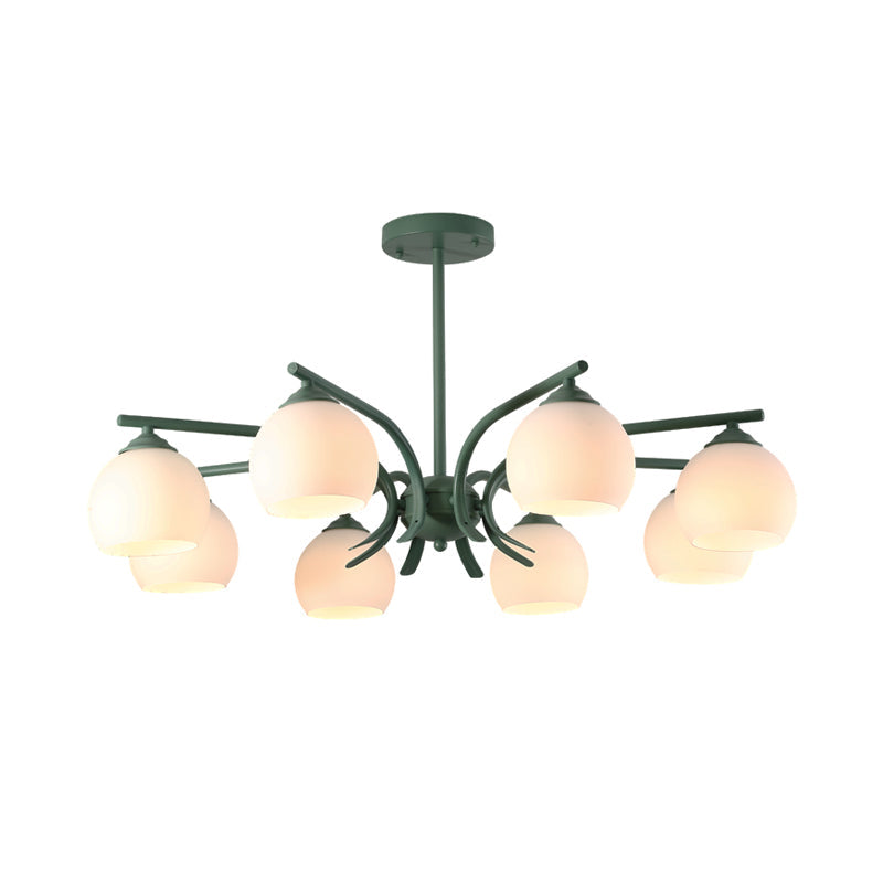 Stylish Opal Glass Living Room Chandelier - Sphere Shade 6/8 Lights Macaron-Inspired