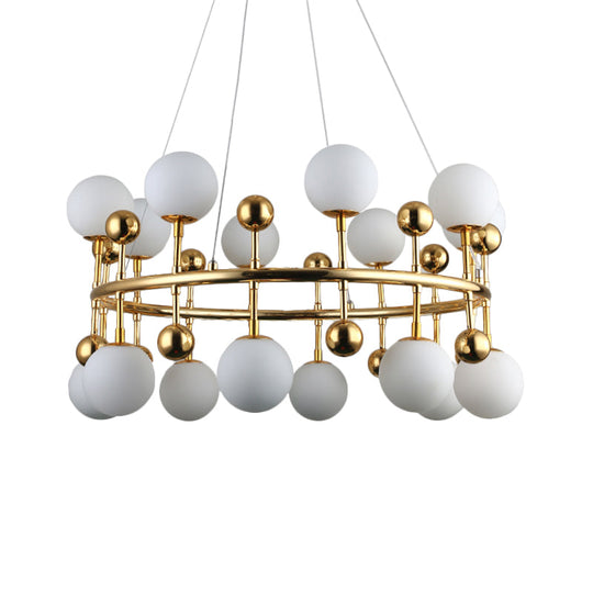 Gold Metallic Sphere Shade Suspension Light: Modern Hotel Villa Chandelier