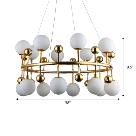 Gold Metallic Sphere Shade Suspension Light: Modern Hotel Villa Chandelier